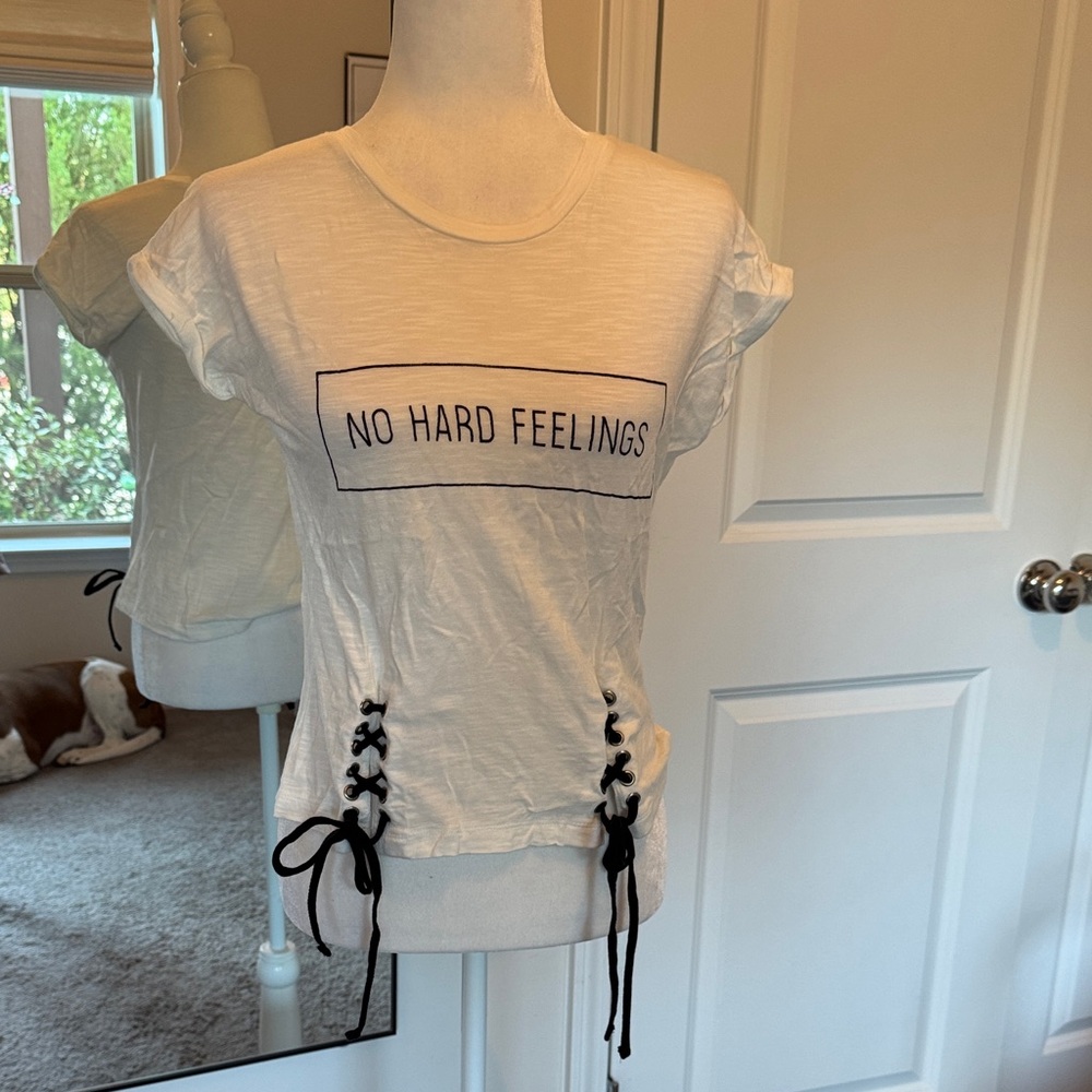 Women's White Graphic Tee with Black Accents
